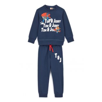 Set de bluza cu imprimeu si pantaloni de trening cu snur de ajustare - 2 piese