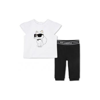 Set de pantaloni cu imprimeu logo si tricou din bumbac - 2 Piese