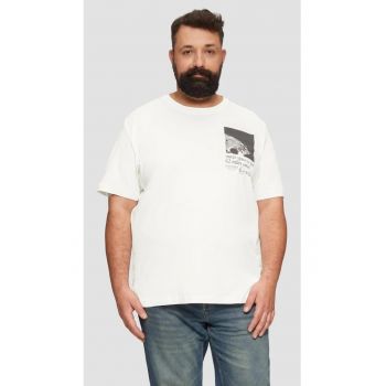 Tricou barbati big sizes din bumbac cu imprimeu abstract - croiala Regular Fit -  Big Sizes