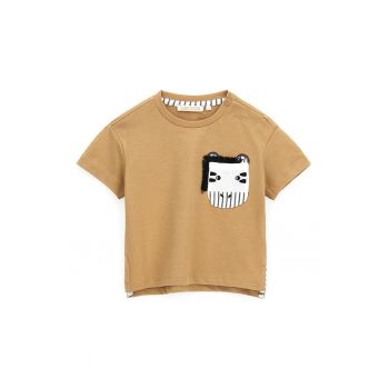Tricou cu decolteu la baza gatului si buzunar pe piept