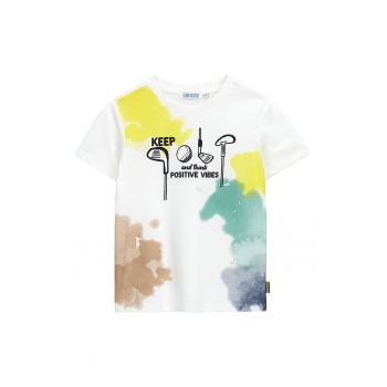 Tricou cu decolteu la baza gatului si imprimeu