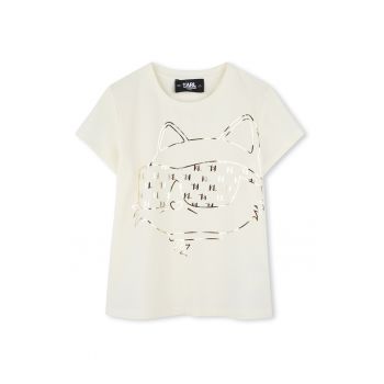 Tricou din amestec de bumbac cu decolteu la baza gatului