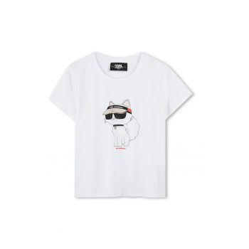 Tricou din amestec de modal cu imprimeu si decolteu la baza gatului