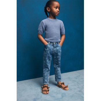 Blugi slim fit cu model floral