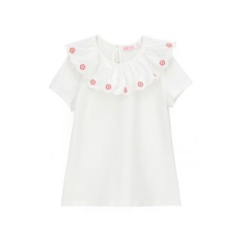 Bluza regular fit cu broderii florale