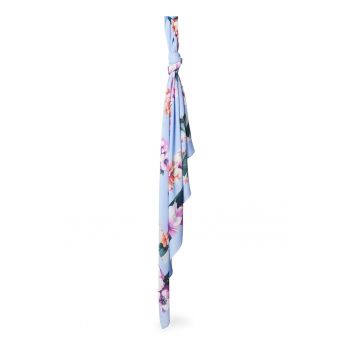 Esarfa patrata cu imprimeu floral si logo