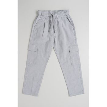 Pantaloni din amestec de bumbac cu snur de ajustare