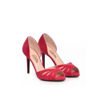 Pantofi dama  model 1586/C piele velur magenta