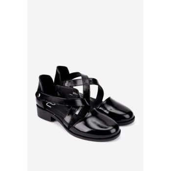 Pantofi dama  negri din piele naturala lacuita