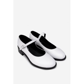 Pantofi din piele naturala alba pentru femei