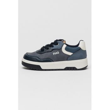 Pantofi sport cu fermoar si garnituri din piele