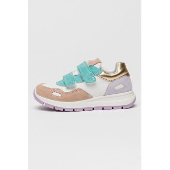 Pantofi sport cu inchidere velcro si garnituri contrastante