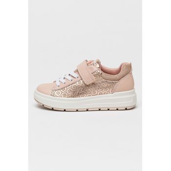 Pantofi sport cu inchidere velcro si garnituri din piele