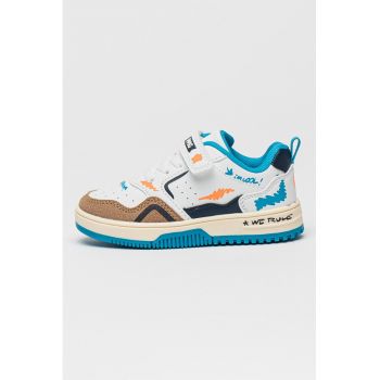 Pantofi sport din piele ecologica cu model si inchidere velcro