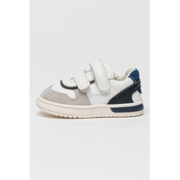 Pantofi sport din piele si piele ecologica cu inchidere velcro