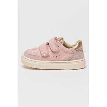 Pantofi sport din piele si piele intoarsa cu inchidere velcro