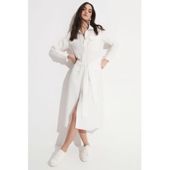Rochie-camasa cu cordon in talie