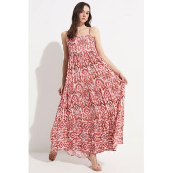Rochie cu imprimeu floral si bretele inguste