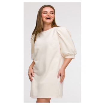 Rochie cu maneci bufante -  Ecru -