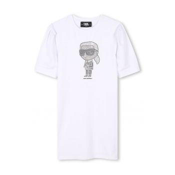 Rochie-tricou cu decolteu la baza gatului si aplicatii din strasuri