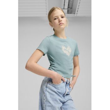 Tricou crop cu imprimeu logo