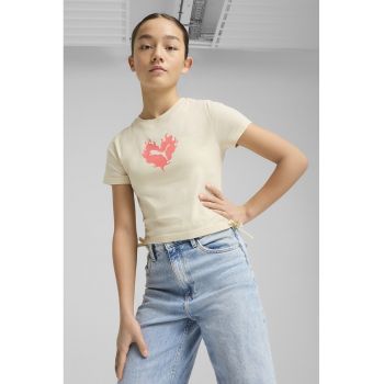 Tricou crop cu imprimeu logo