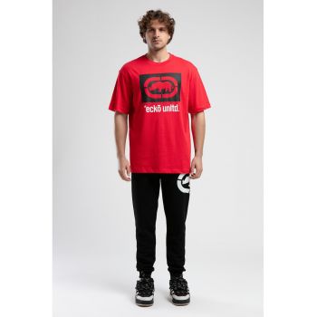 Tricou cu decolteu la baza gatului si imprimeu logo