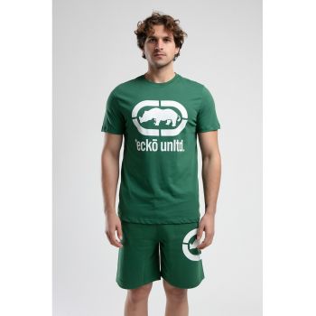 Tricou cu decolteu la baza gatului si imprimeu logo
