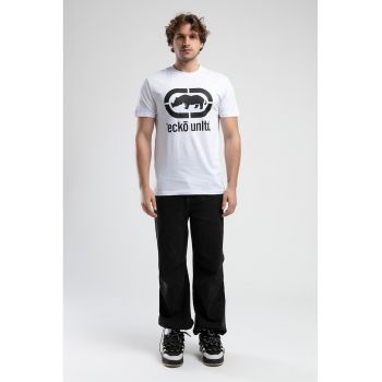 Tricou cu decolteu la baza gatului si imprimeu logo