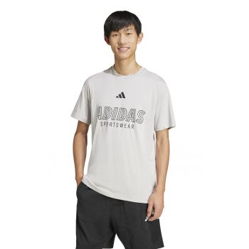Tricou cu imprimeu logo si decolteu la baza gatului