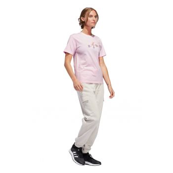 Tricou cu imprimeu logo si decolteu la baza gatului
