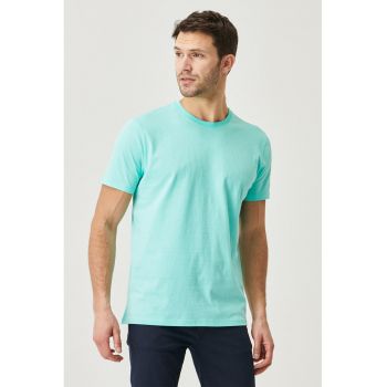 Tricou de bumbac cu decolteu la baza gatului