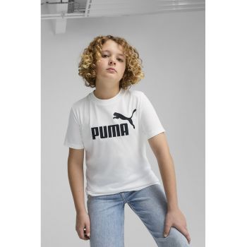 Tricou de bumbac cu decolteu la baza gatului si logo
