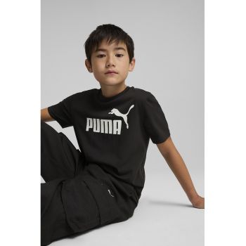 Tricou de bumbac cu decolteu la baza gatului si logo