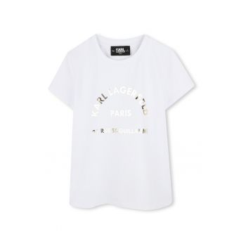 Tricou din amestec de bumbac cu decolteu la baza gatului
