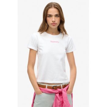 Tricou din bumbac cu decolteu la baza gatului