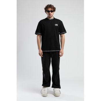Tricou din bumbac cu detalii contrastante