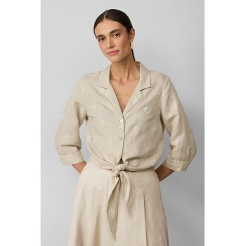 Bluza din amestec de lyocell cu maneci trei sferturi