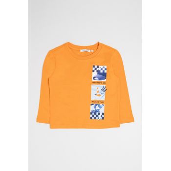 Bluza din bumbac cu decolteu la baza gatului