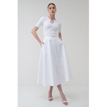 Fusta maxi de bumbac organic cu nasturi