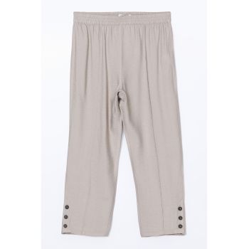 Pantaloni crop cu talie elastica