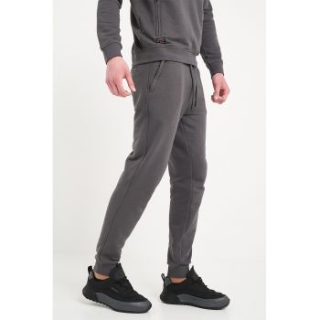 Pantaloni de trening cu buzunare cu fermoar si snur
