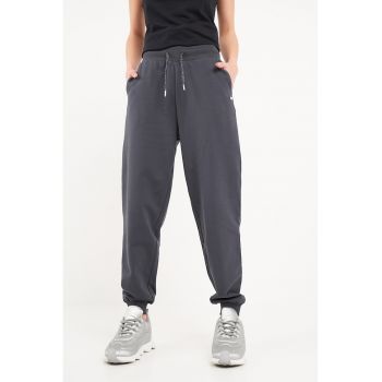 Pantaloni de trening cu snur de ajustare si talie inalta