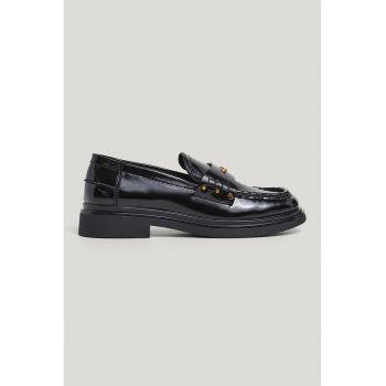 Pantofi loafer de piele ecologica cu logo