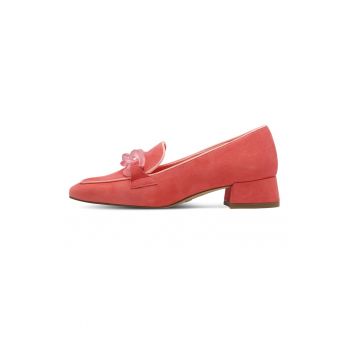 Pantofi loafer de piele intoarsa cu toc masiv