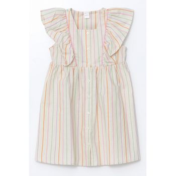 Rochie cu maneci cu volane si model in dungi