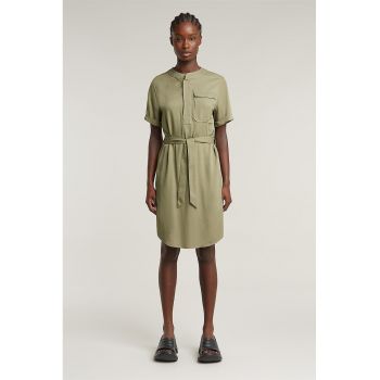 Rochie midi cu buzunar pe piept