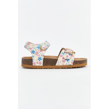 Sandale cu velcro si imprimeu floral