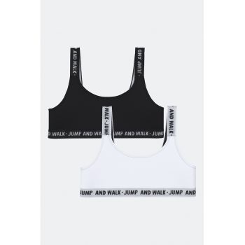 Set de brasiere cu imprimeu text - 2 Piese
