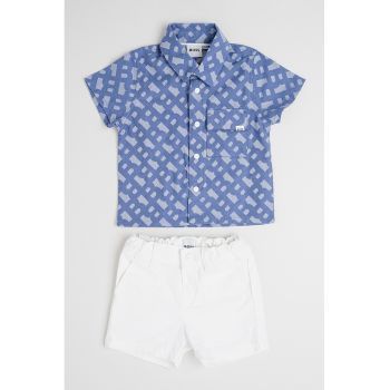 Set de pantaloni si camasa cu imprimeu
